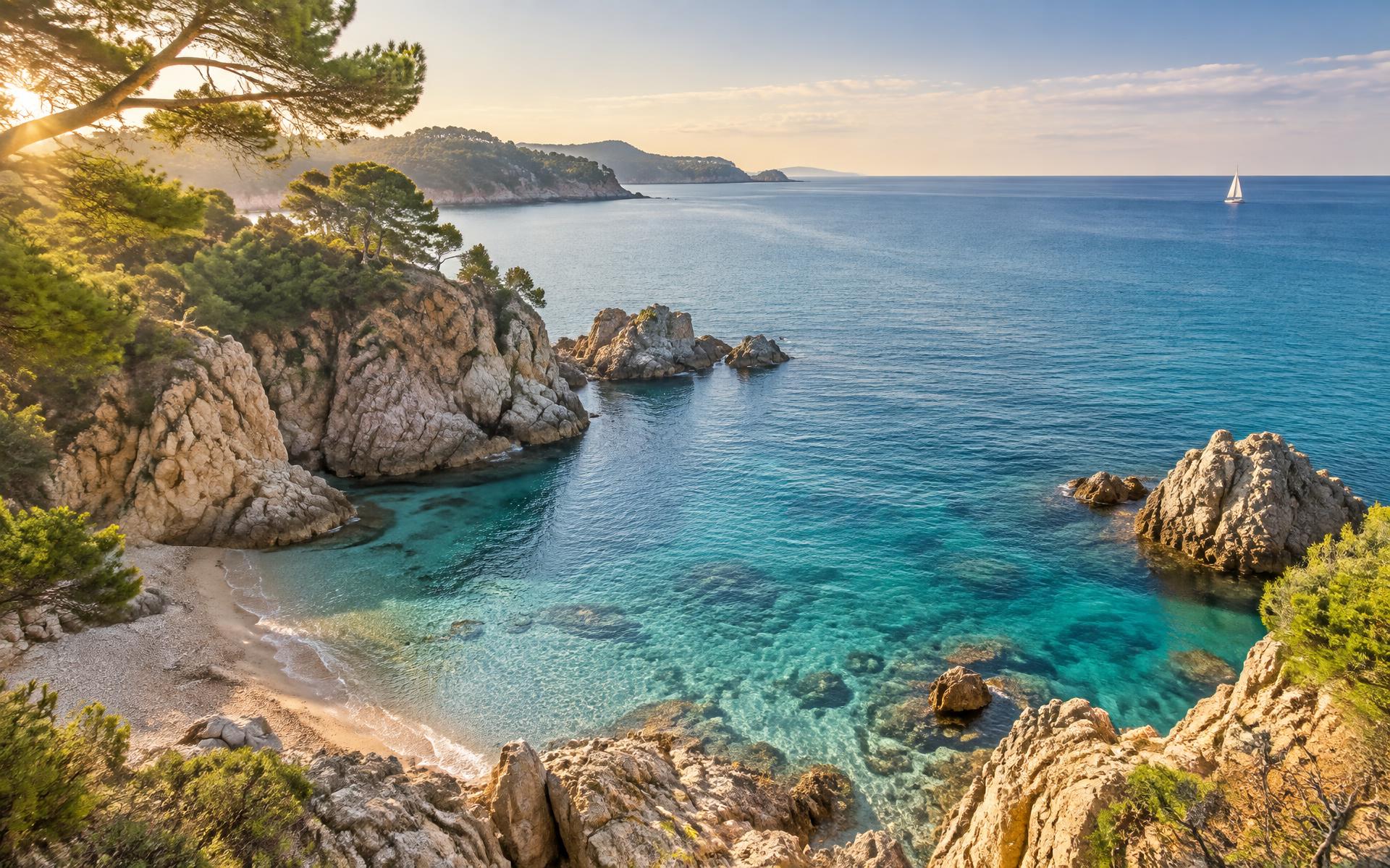 Imagen conceptual de una cala mediterránea; no es una fotografía de SEAZEN SUITES