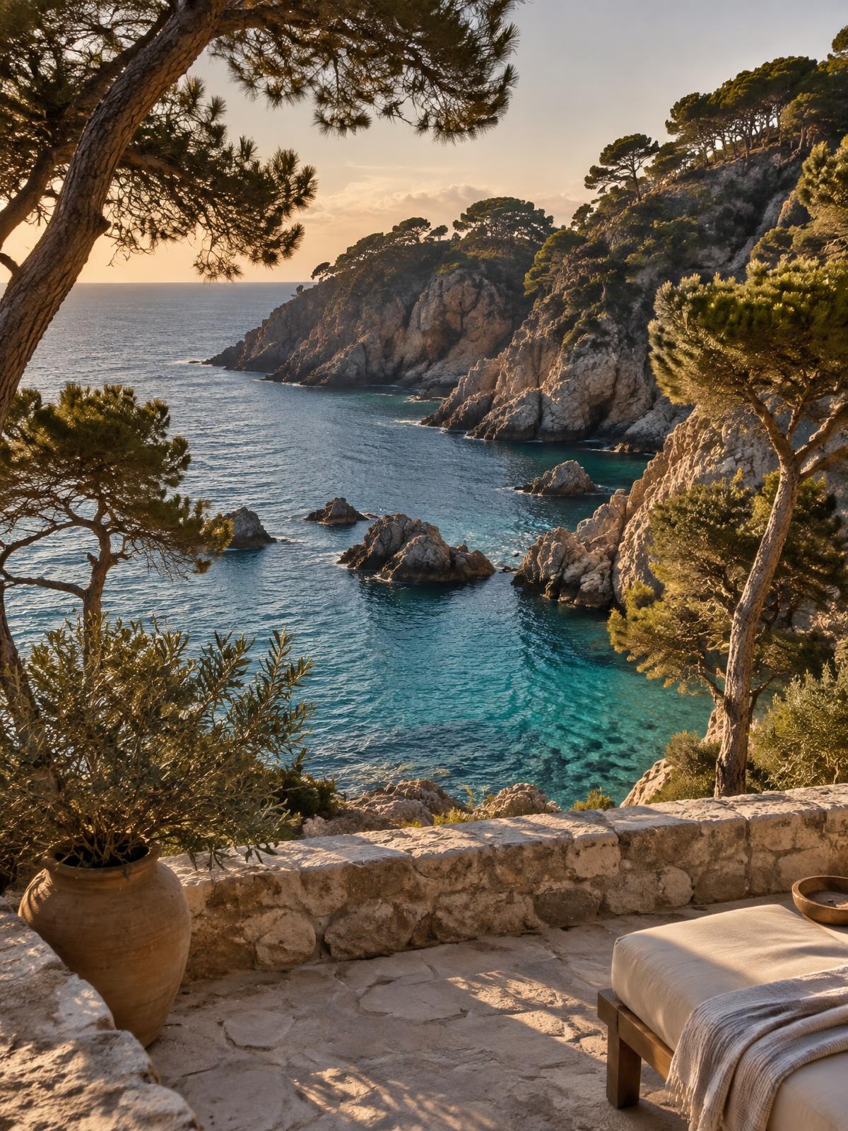 Interpretación visual de una cala mediterránea de la Costa Brava