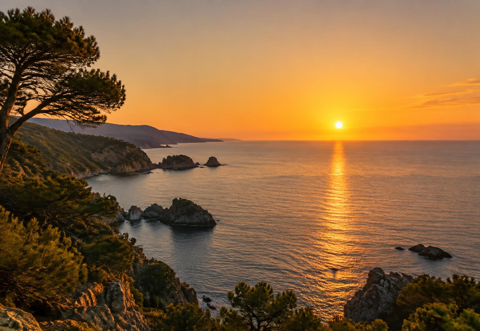 Atardecer mediterráneo ilustrativo